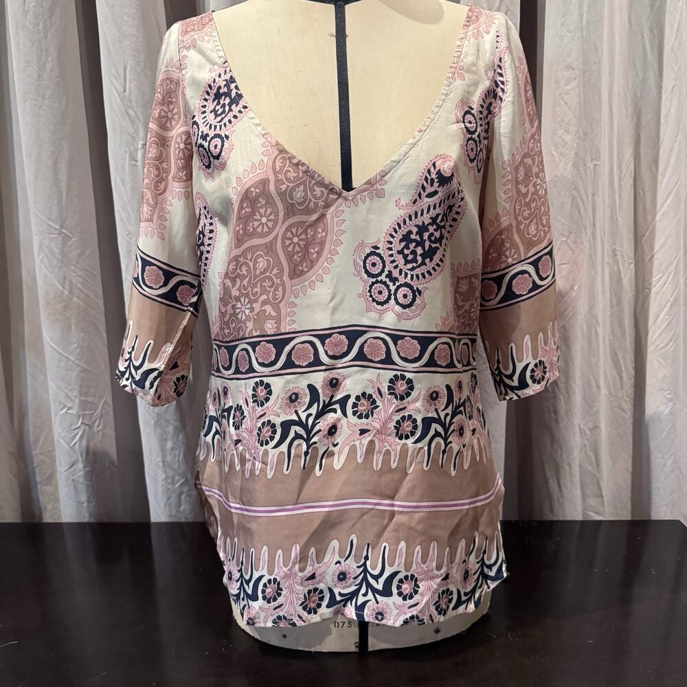 Ann Ferriday Vintage Silk Original Print One Off Top S/M